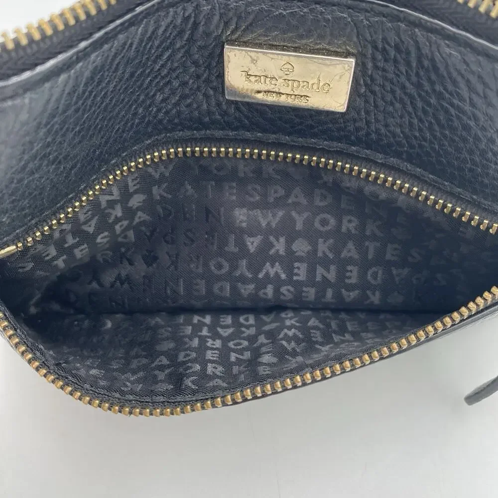 Kate Spade Highland Place Bee Black Pebbled Leather Wristlet | Wallet | Clutch